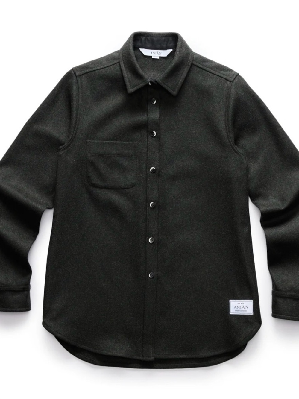 Anian Womens Modern Melton Olive Wool Shirt XL